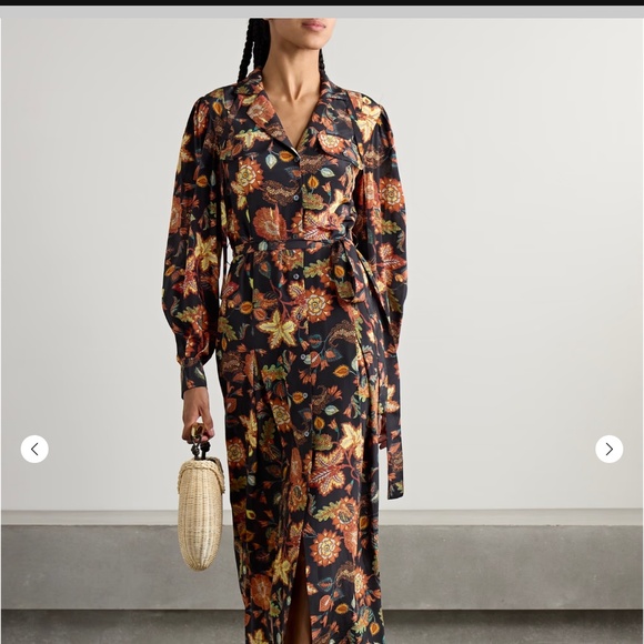 ULLA JOHNSON Giselle belted floral-print silk midi dress - Picture 1 of 7